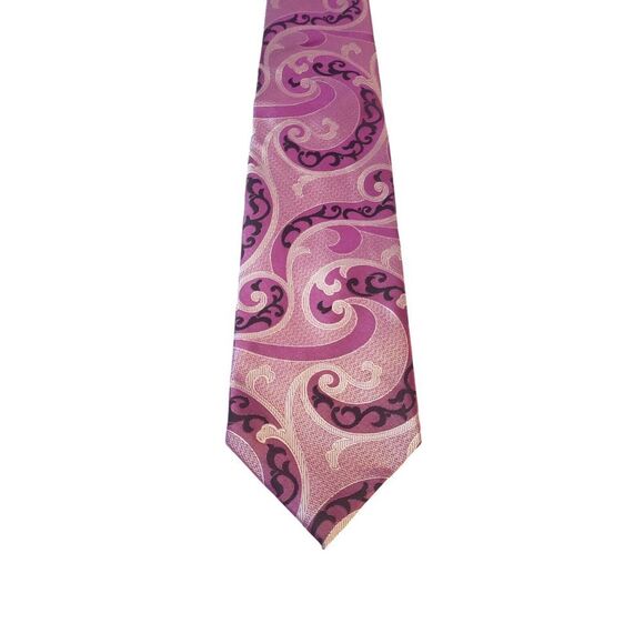 NWT VERSE 9 XL PLATINUM PINK PAISLEY STYLE PRINT SILK NECKTIE PREPPY BUSINESS - Picture 1 of 15